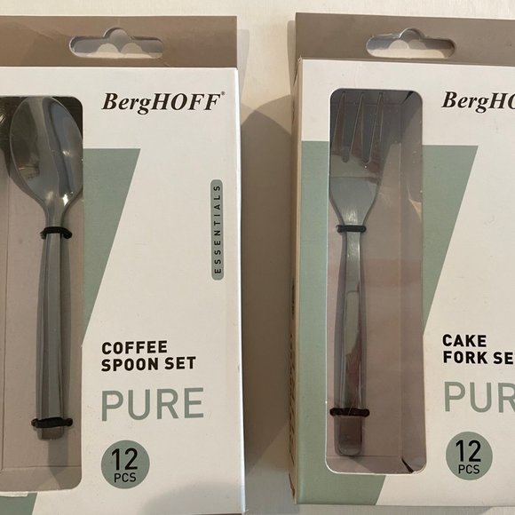 BERGHOFF 24 PIECES Flatware Dessert Set 12 SPOONS,12 cake FORKS, silver - Picture 9 of 9